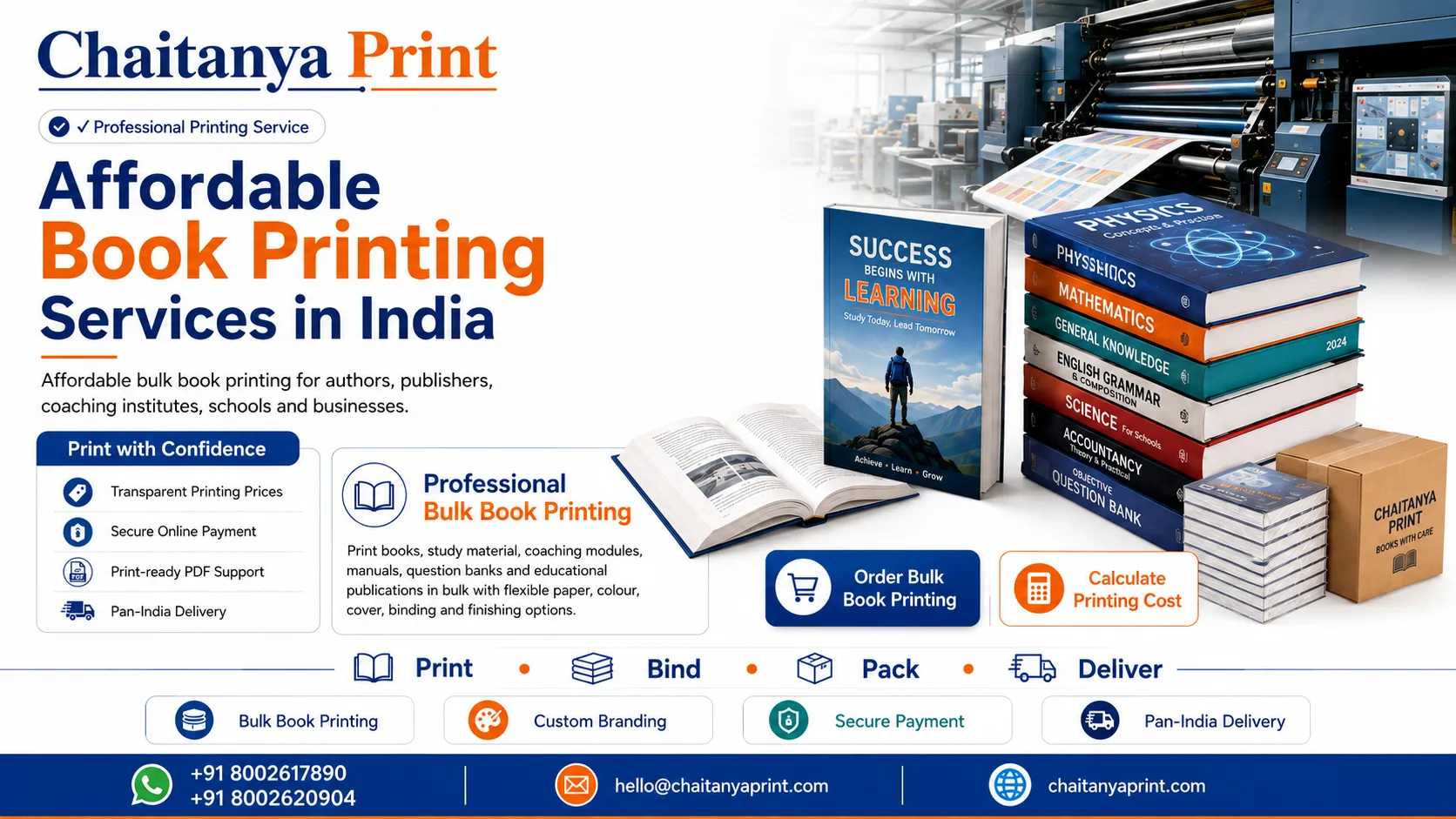 Bulk book printing services in India by Chaitanya Print